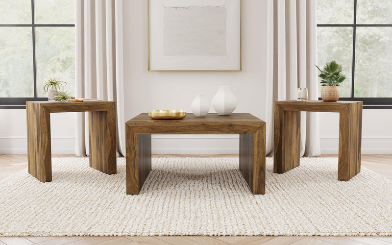 Odilia 3-piece Solid Wood Coffee and End Table Set Auburn - 708418-S3