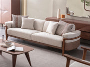 Odin 4-pieces (4 Seater Sofa &  3 Seater Sofa & 2 Chair) Livingroom Set Cream in Cream - 101-ODI-FOX01-4311