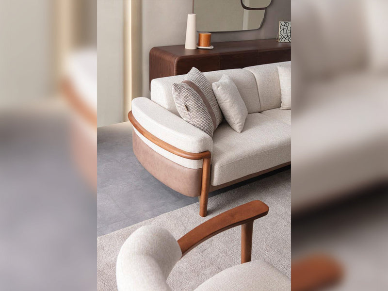 Odin 4-pieces (4 Seater Sofa &  3 Seater Sofa & 2 Chair) Livingroom Set Cream in Cream - 101-ODI-FOX01-4311