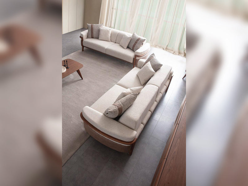 Odin 4-pieces (4 Seater Sofa &  3 Seater Sofa & 2 Chair) Livingroom Set Cream in Cream - 101-ODI-FOX01-4311
