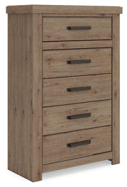 Oliandon King Panel Bed, Chest and Nightstand in Light Brown - PKG025183