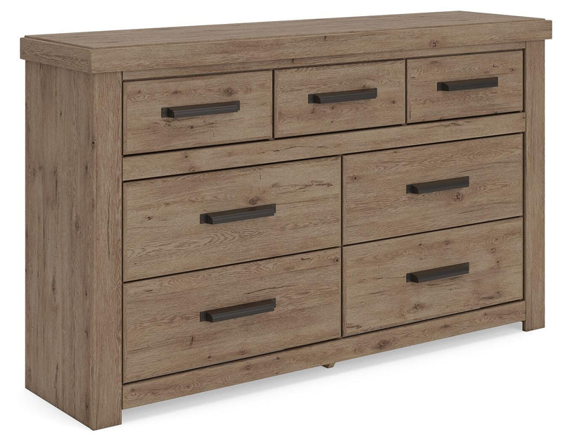 Oliandon King Panel Bed, Dresser and Chest in Light Brown - PKG025182