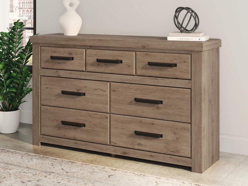 Oliandon King Panel Bed, Dresser and Chest in Light Brown - PKG025182
