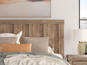 Oliandon King Panel Bed. Dresser, Mirror and Nightstand in Light Brown - PKG025184