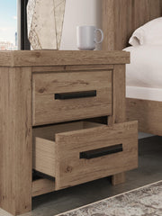Oliandon King Panel Storage Bed, Chest and Nightstand in Light Brown - PKG025209
