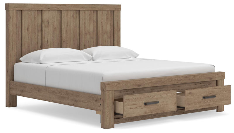 Oliandon Light Brown King Panel Storage Bed - PCB2844B7