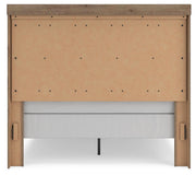 Oliandon Queen Panel Bed, Dresser, Mirror and Chest in Light Brown - PKG025166