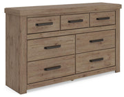 Oliandon Queen Panel Storage Bed and Dresser in Light Brown - PKG025178
