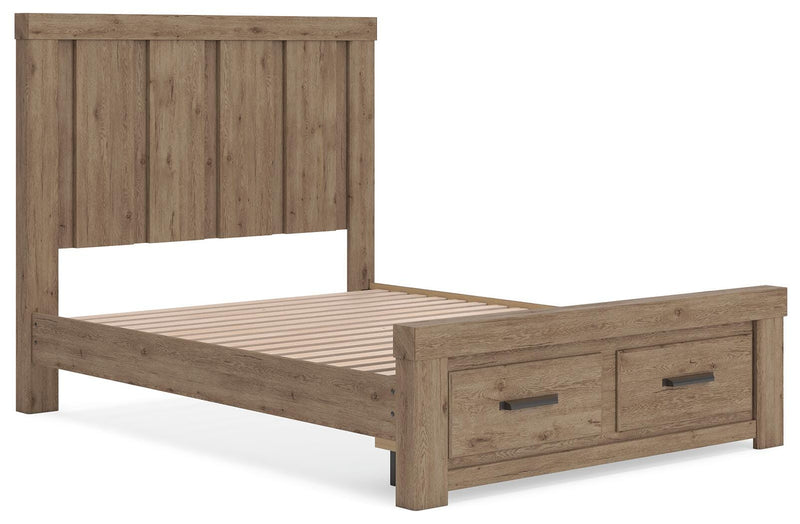 Oliandon Queen Panel Storage Bed, Chest and Nightstand in Light Brown - PKG025174