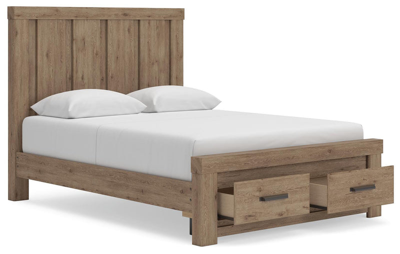 Oliandon Queen Panel Storage Bed, Chest and Nightstand in Light Brown - PKG025174