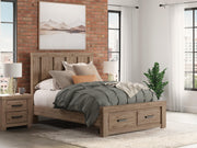 Oliandon Queen Panel Storage Bed, Dresser and Chest in Light Brown - PKG025172