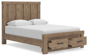 Oliandon Queen Panel Storage Bed, Dresser and Chest in Light Brown - PKG025172