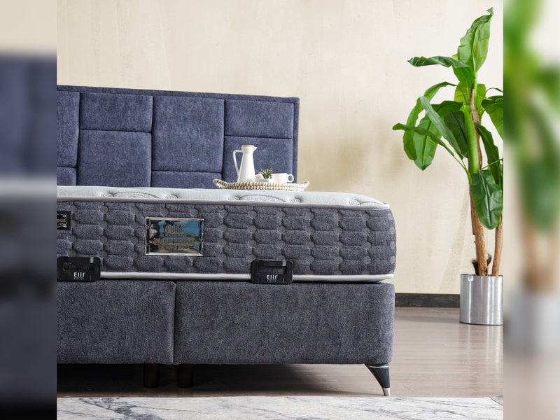 Olimpos Storage Bed With Headboard - Queen in Navy - 200-ELIF-OLI-150-EY232-SB