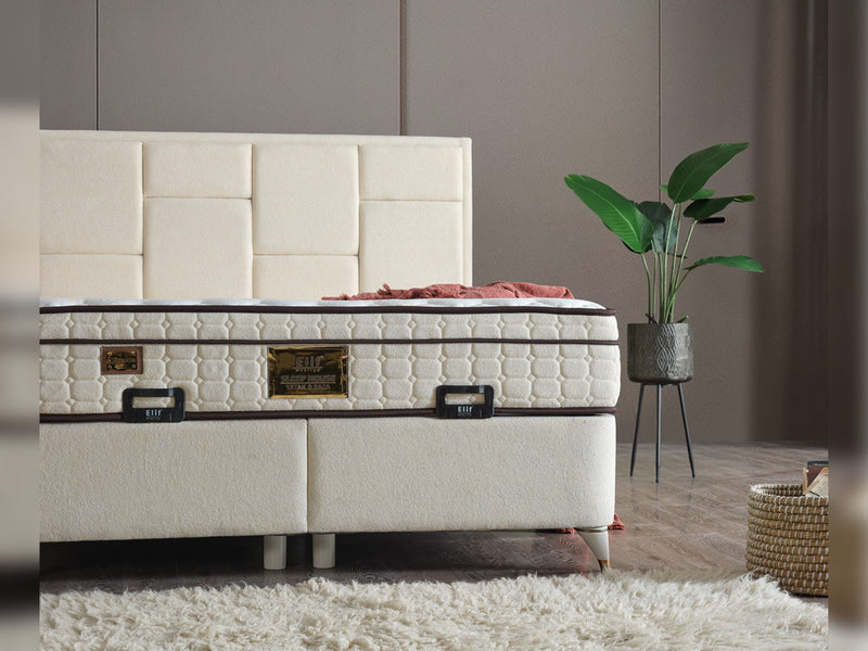 Olimpos Storage Bed With Headboard - Twin in Cream - 200-ELIF-OLI-90-EY234-SB