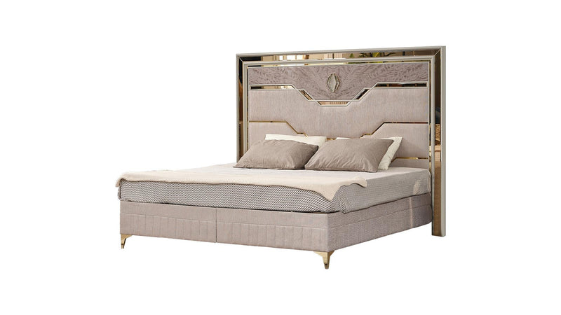 Omari Queen Bed Beige - Omari Queen Bed Beige