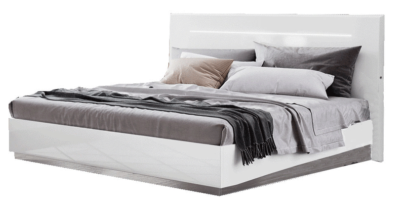 Onda Legno White Bed With Led Lights Queen - DMV Furniture