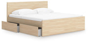 Onita Natural Queen Panel Platform Bed with 2 Side Storage - EB9632B18