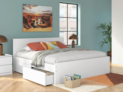 Onita White King Panel Platform Bed with 2 Side Storage - EB9630B21