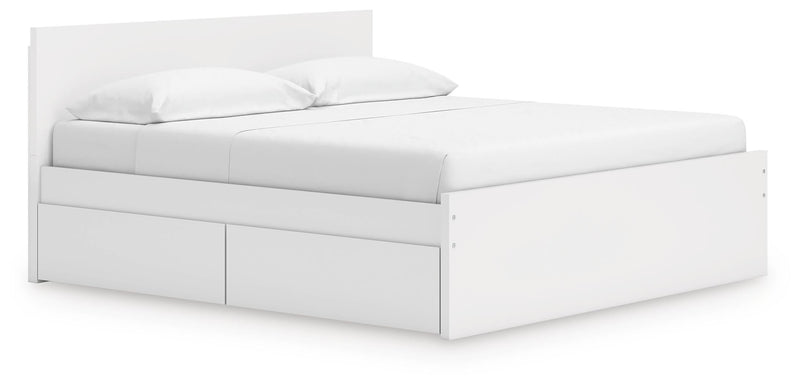 Onita White King Panel Platform Bed with 2 Side Storage - EB9630B21