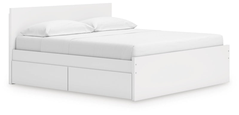 Onita White King Panel Platform Bed with Storage - EB9630B20