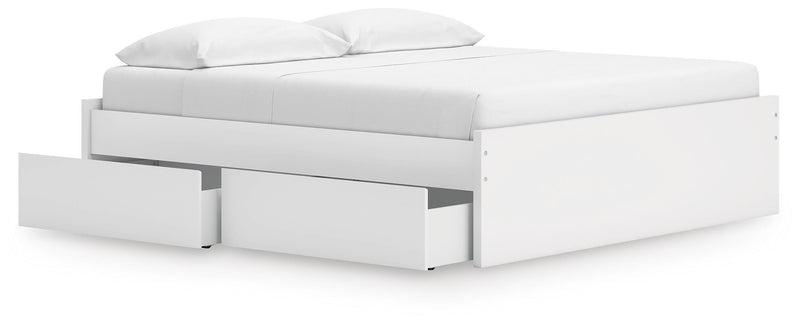 Onita White King Platform Bed with 1 Side Storage - EB9630B23
