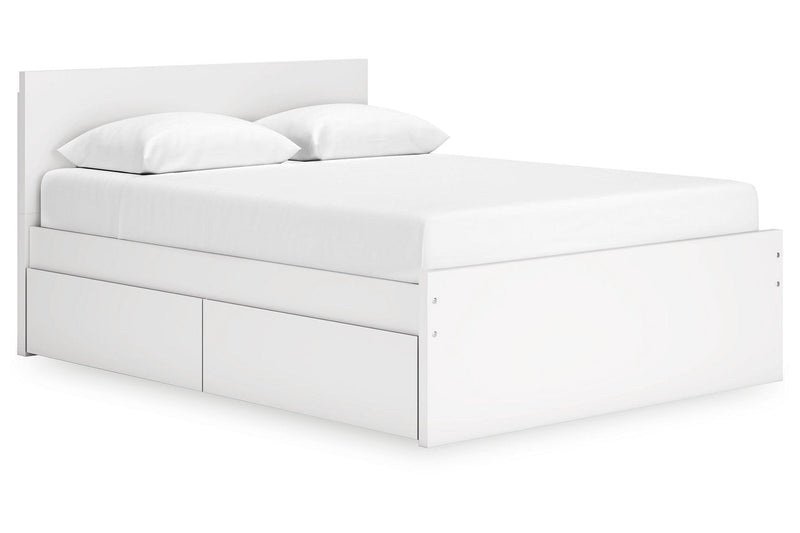 Onita White Queen Platform Bed with 1 Side Storage - DMV FurnitureQueen Bed