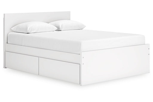 Onita White Queen Platform Bed with 1 Side Storage - DMV FurnitureQueen Bed