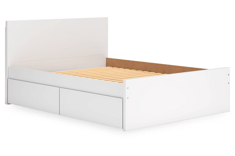 Onita White Queen Platform Bed with 1 Side Storage - DMV FurnitureQueen Bed
