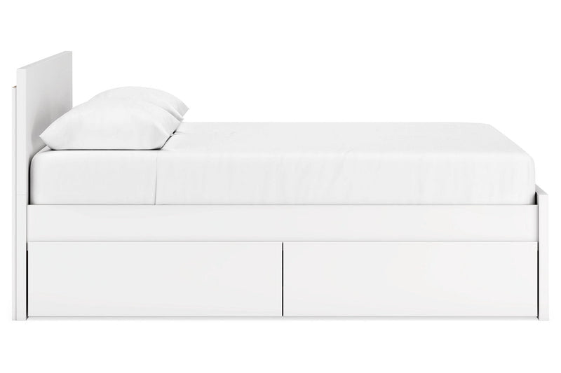Onita White Queen Platform Bed with 1 Side Storage - DMV FurnitureQueen Bed