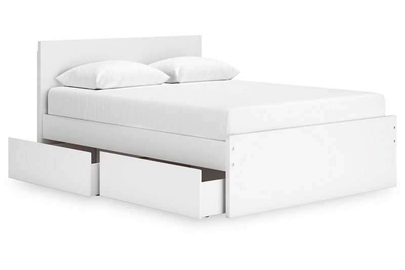 Onita White Queen Platform Bed with 1 Side Storage - DMV FurnitureQueen Bed