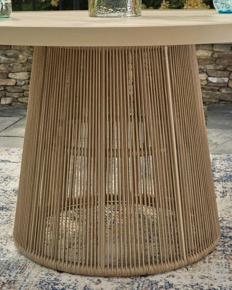 Orchard Beach Outdoor Dining Table and 4 Chairs in Beige - PKG024028