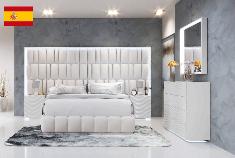 Orion Bed With Wave White Cases Set - DMV Furniture