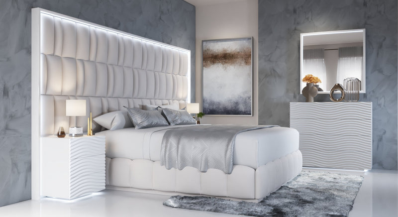 Orion Bed With Wave White Cases Set - DMV Furniture