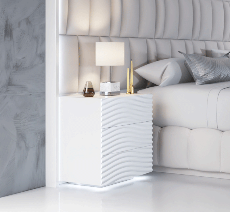 Orion Bed With Wave White Cases Set - DMV Furniture
