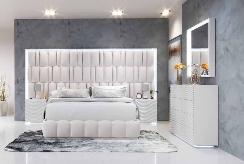 Orion Bed With Wave White Cases Set - DMV Furniture