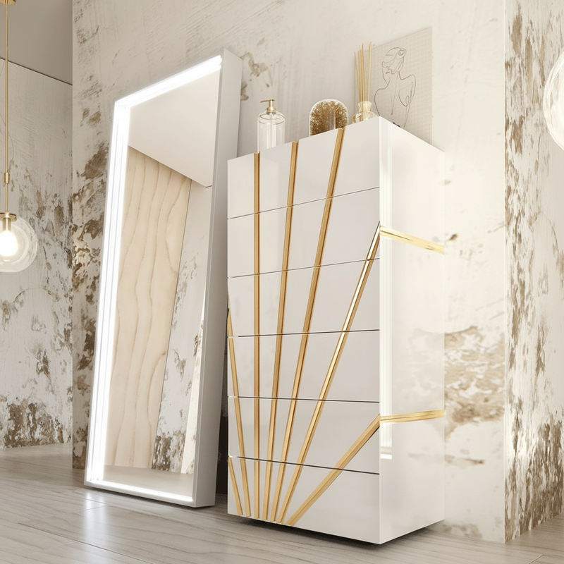 Oro White Bedroom Comp 2 Set - p13193