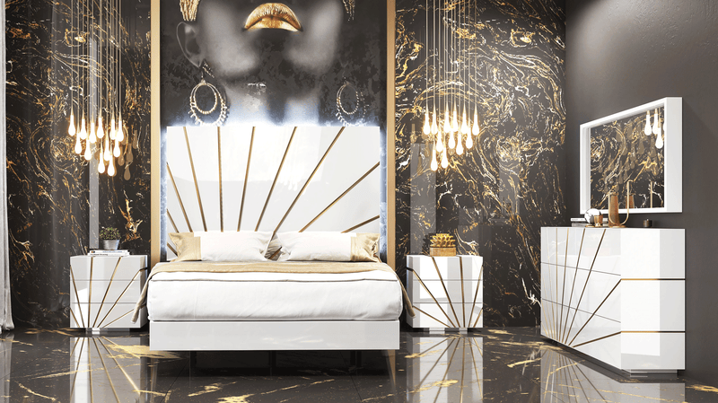 Oro White Bedroom Comp 2 Set - p13193