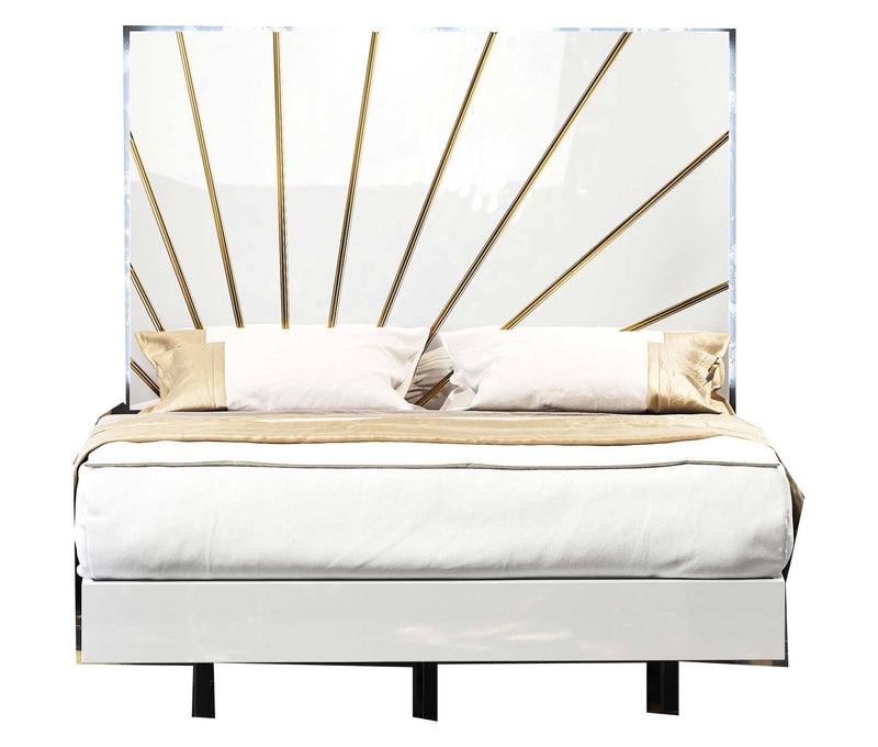 Oro White Qs Bed W/Light - i38198