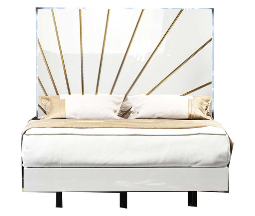 Oro White Qs Bed W/Light - i38198