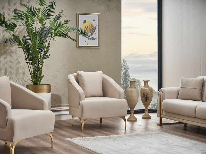 Oscar 3-pieces (Sofa & Loveseat & Chair) Livingroom in Cream - 200-SER-OSC-ANKA529-321