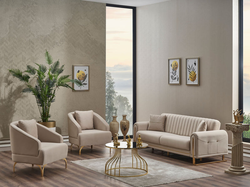 Oscar Convertible Loveseat in Cream - 200-SER-OSC-ANKA529-2