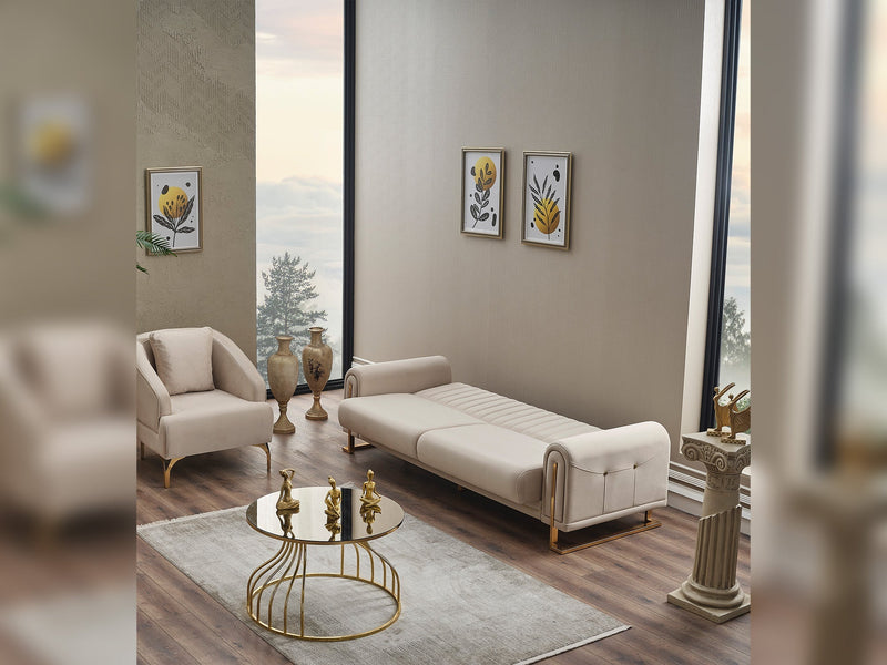 Oscar Convertible Loveseat in Cream - 200-SER-OSC-ANKA529-2