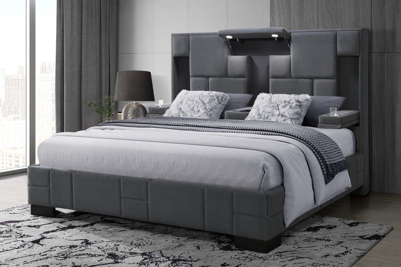 Oscar Dark Grey 8 Queen Bed No Wood Trim - OSCAR-DARK GREY 8-QB-N