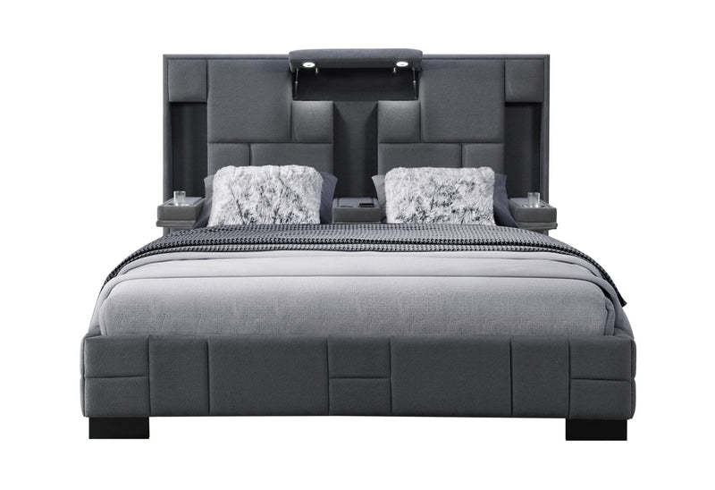Oscar Dark Grey 8 Queen Bed No Wood Trim - OSCAR-DARK GREY 8-QB-N