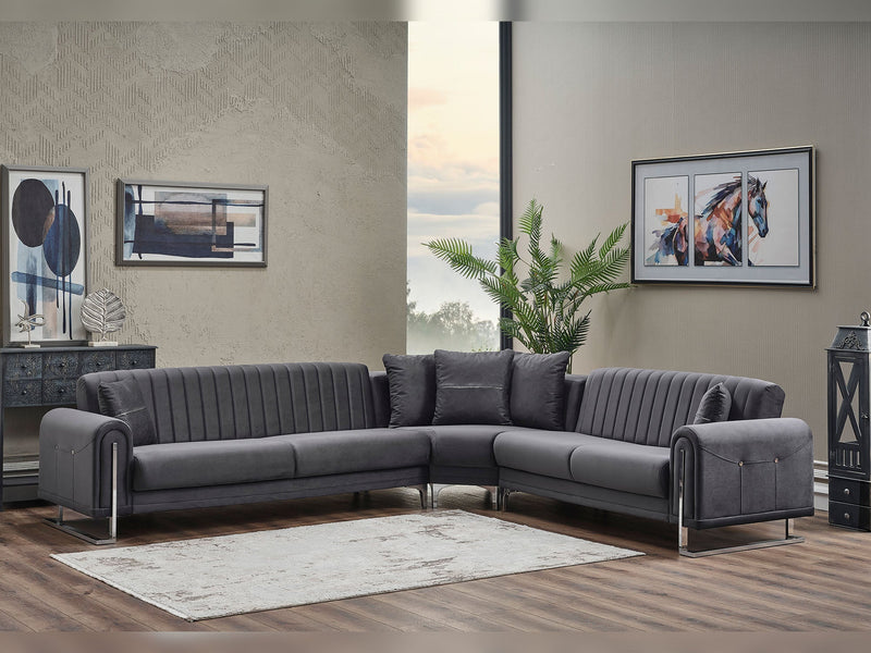 Oscar Sectional Sofa in Anthracite - 200-SER-OSC-ANKA154-S