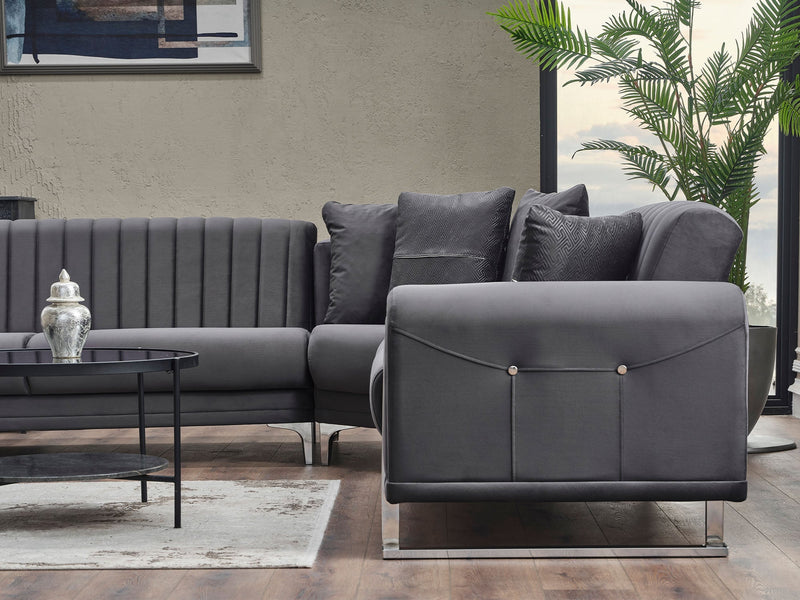 Oscar Sectional Sofa in Anthracite - 200-SER-OSC-ANKA154-S