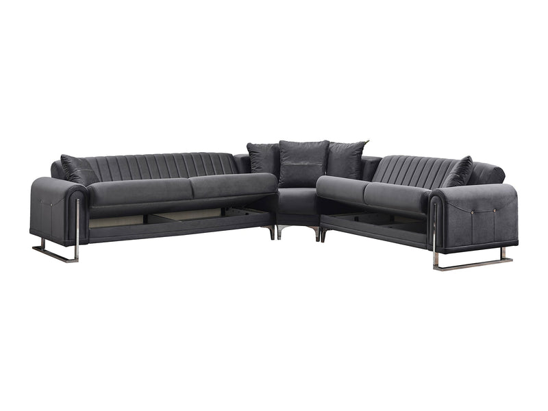 Oscar Sectional Sofa in Anthracite - 200-SER-OSC-ANKA154-S