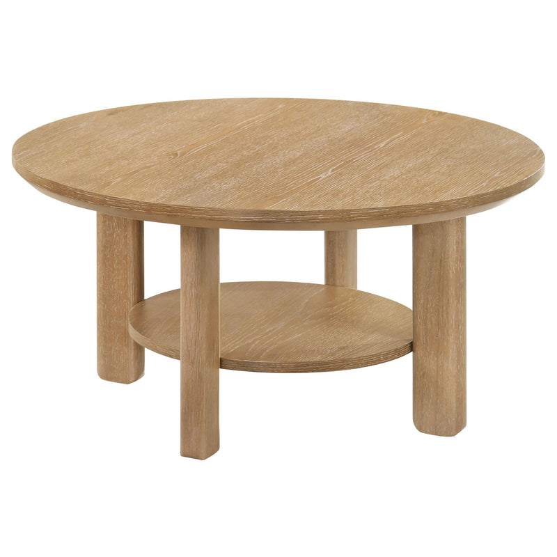 Ottowa 3-piece Round Wood Coffee Table Set Light Oak - 706298-S3