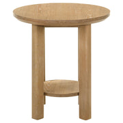 Ottowa Round Wood Side End Table with Shelf Light Oak - 706297