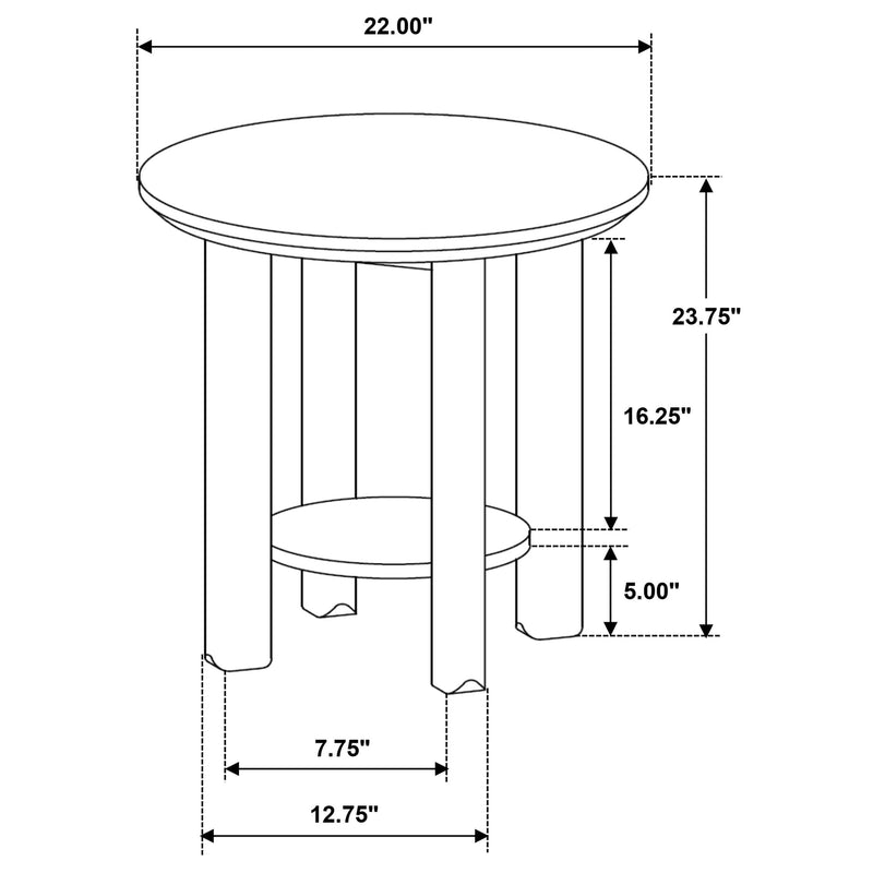 Ottowa Round Wood Side End Table with Shelf Light Oak - 706297